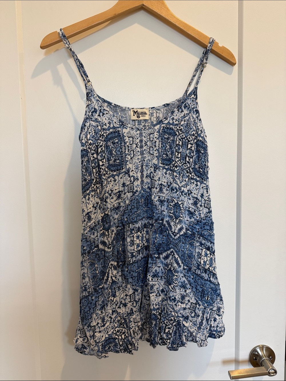 Show Me Your MuMu Blue & White Printed Spaghetti Strap Camisole